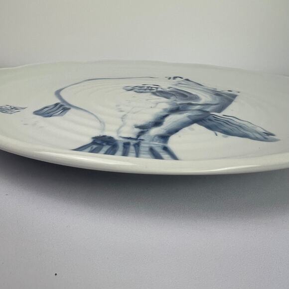 Fugu Pufferfish Vintage Japanese Ceramic Plate Handpainted Collectible 12 inch - Picture 11 of 16